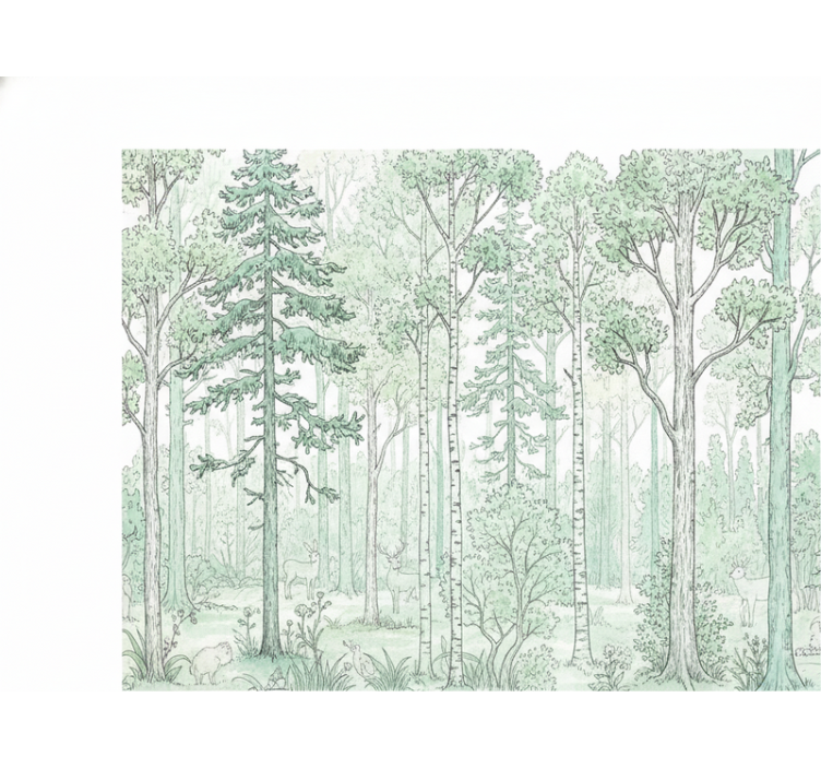 White roller blind mint woodland design - TenStickers