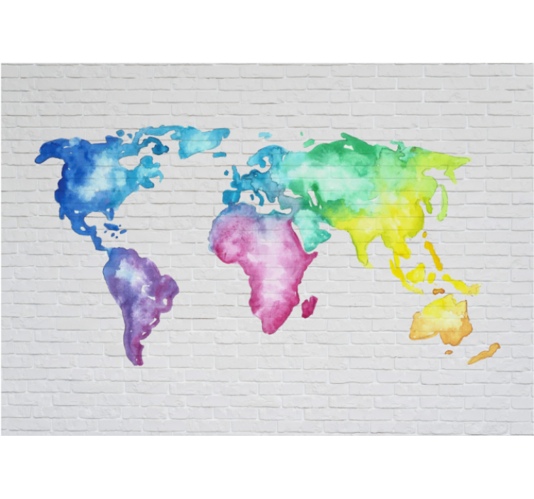 White roller blind colorful world map design - TenStickers