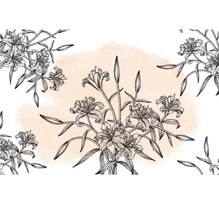 White roller blind panoramic lily wallpaper - TenStickers