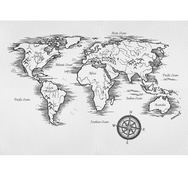 White roller blind with elegant worldmap design - TenStickers