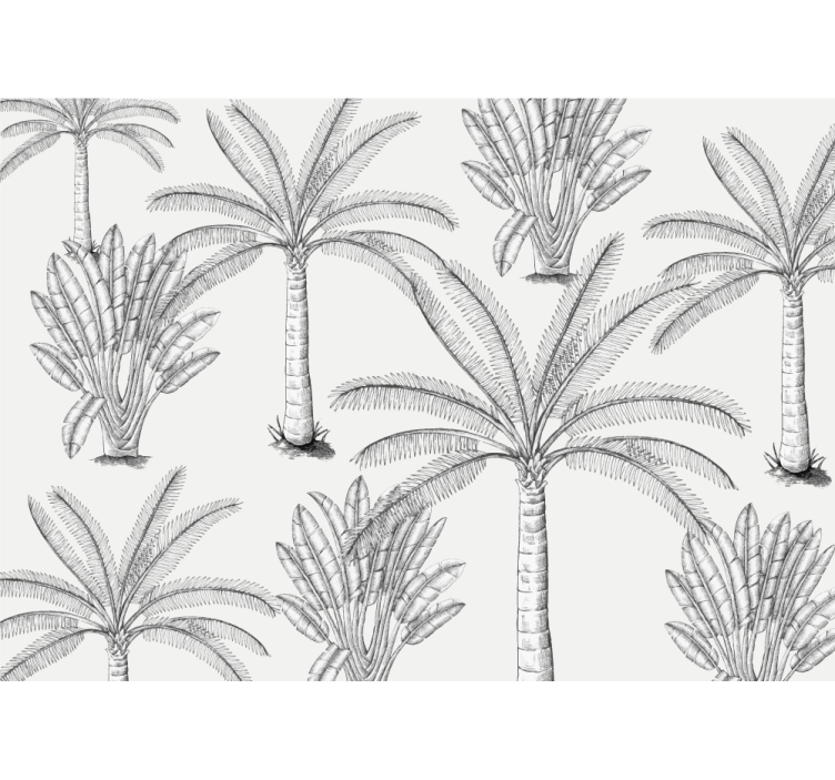 White roller blind with black and white palm trees - TenStickers