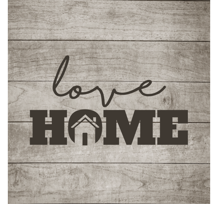 Living room roller blind love home on gray wood plank - TenStickers