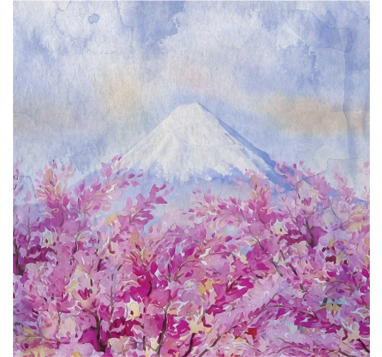 Living room roller blind cherry blossom landscape - TenStickers