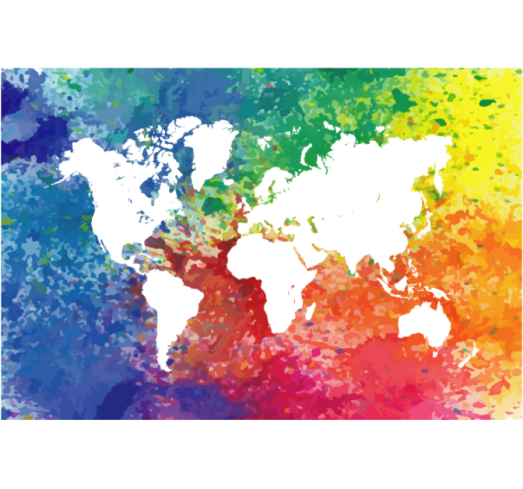 Living room roller blind artistic colorful silhouette map - TenStickers