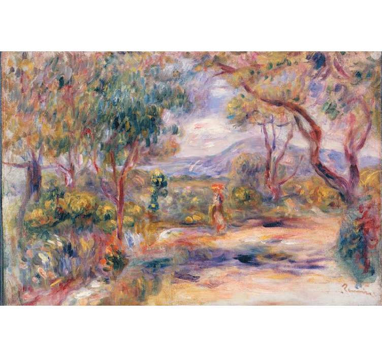 Living room roller blind village landscape in france - TenStickers