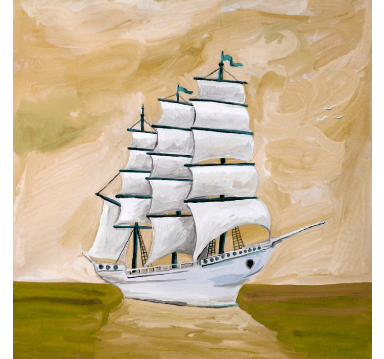 Living room roller blind ghost ship painting - TenStickers