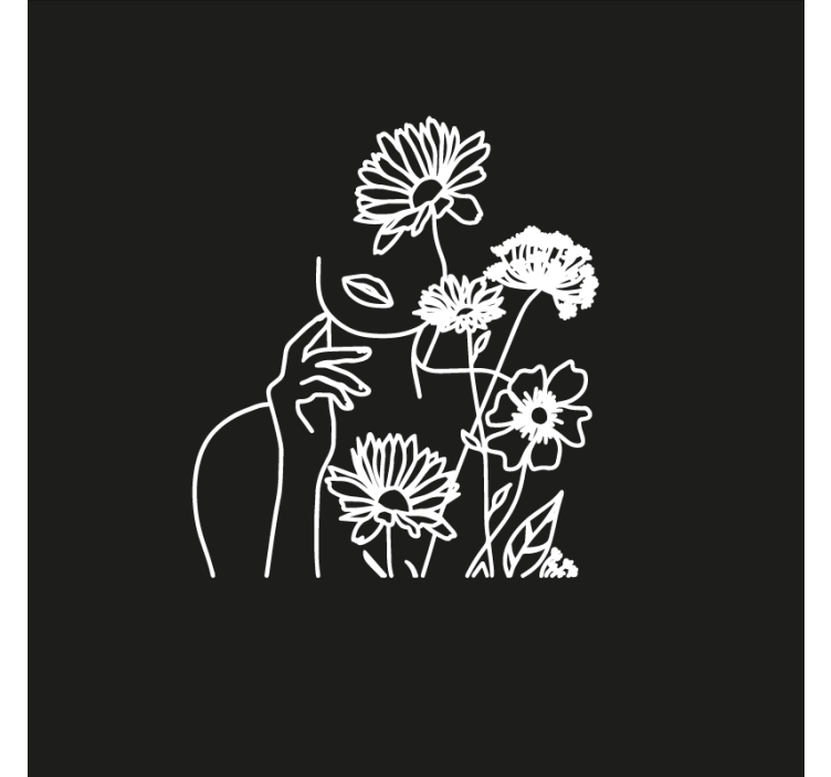 Living room roller blind woman and sunflowers design - TenStickers