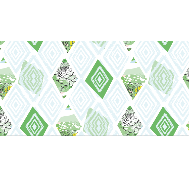 Living room roller blind abstract geometric flowers - TenStickers