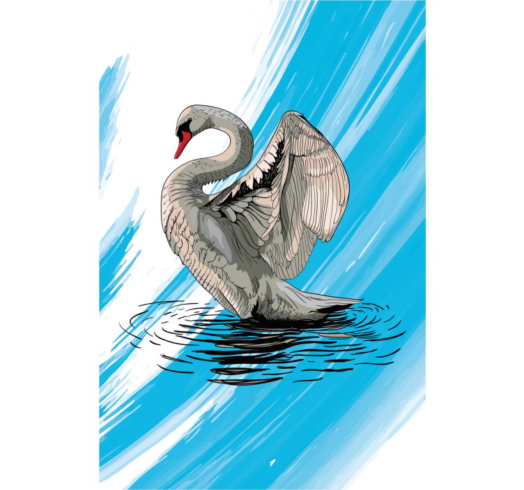 Living room roller blind draw swan design - TenStickers