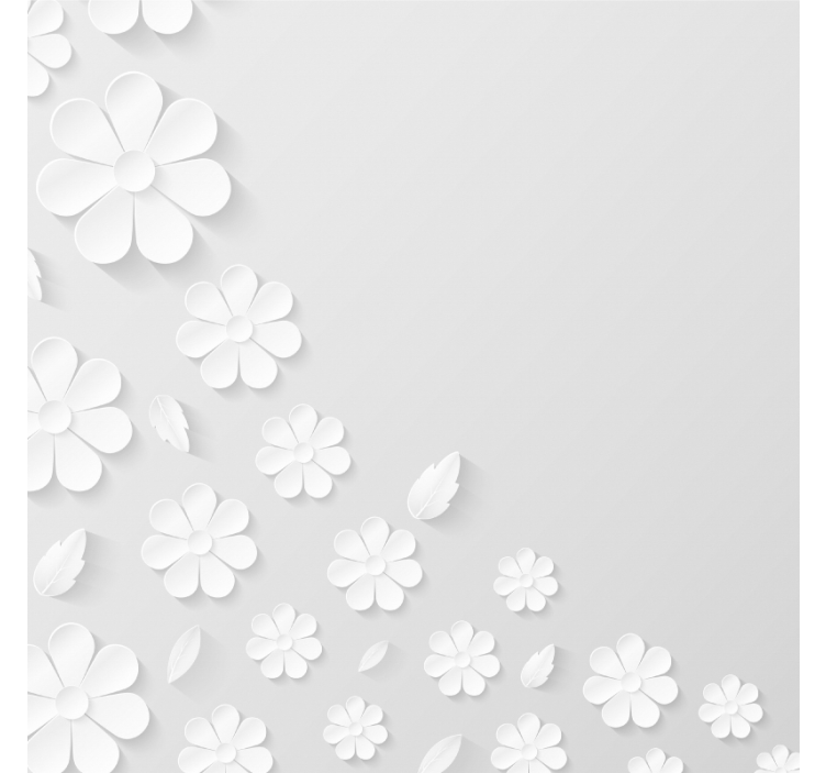 White roller blind with white paper flower design - TenStickers