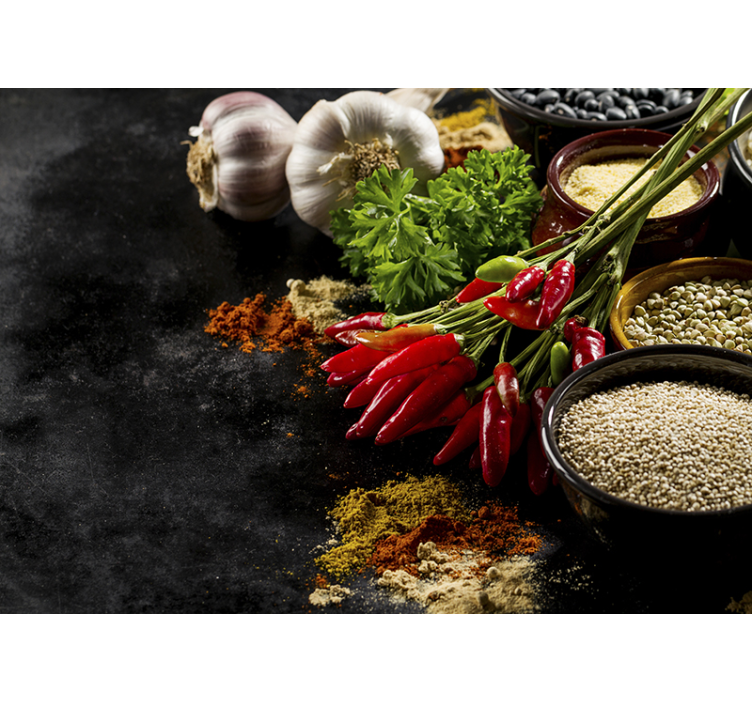 Black roller blind cooking with spices - TenStickers