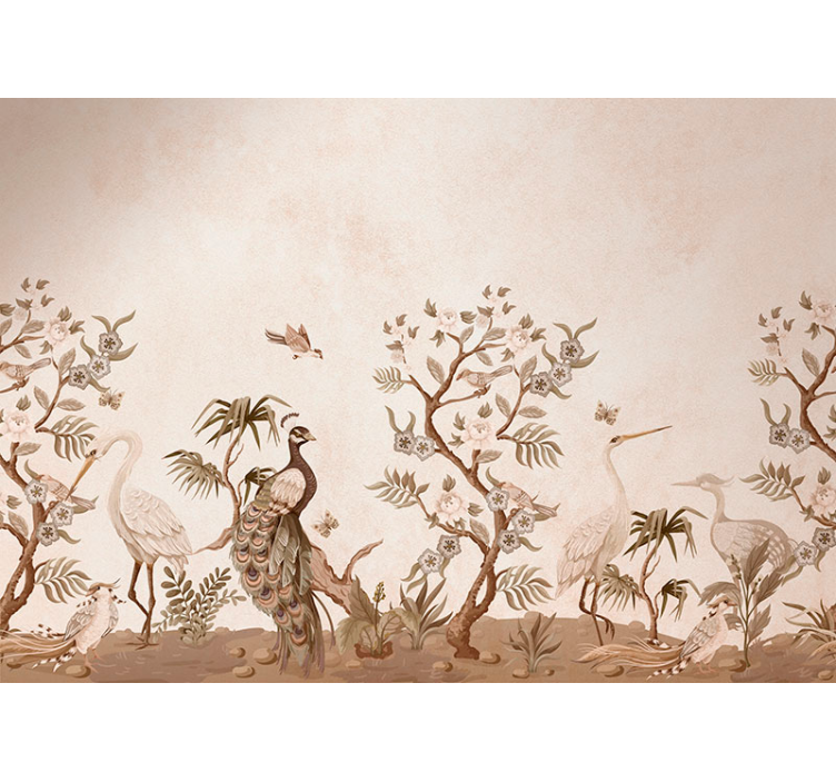 Beige roller blind vintage wildlife design - TenStickers