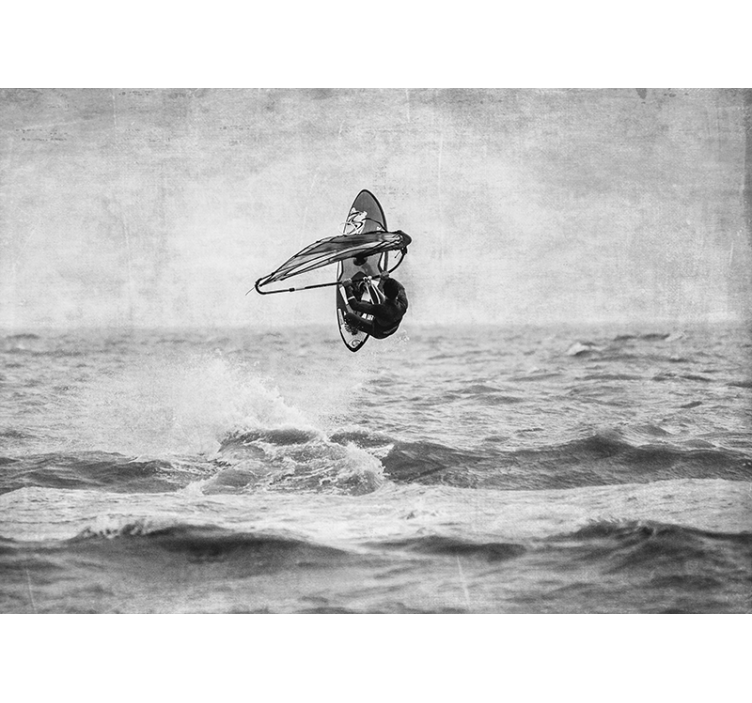 Gray roller blind black and white windsurf - TenStickers