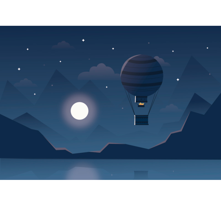 Blue roller blind nighttime balloon journey - TenStickers