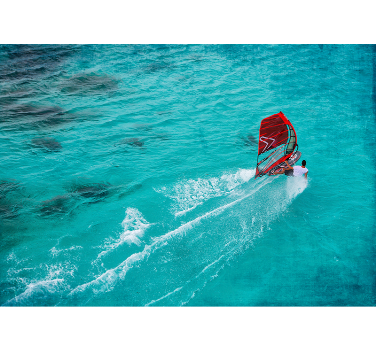 Blue roller blind windsurfer on the water - TenStickers