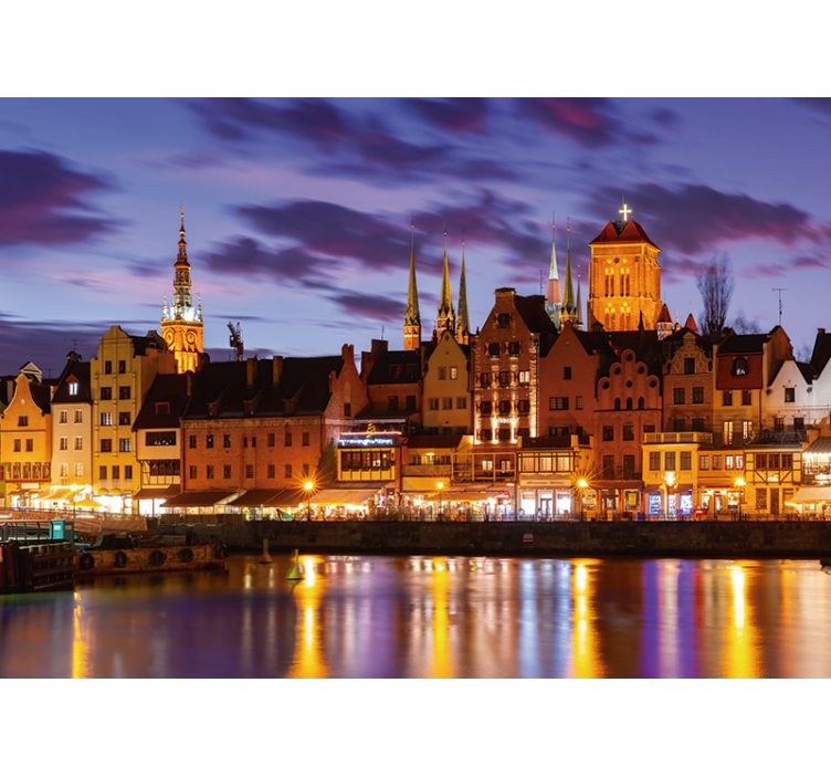 Blue roller blind gdańsk by night - TenStickers