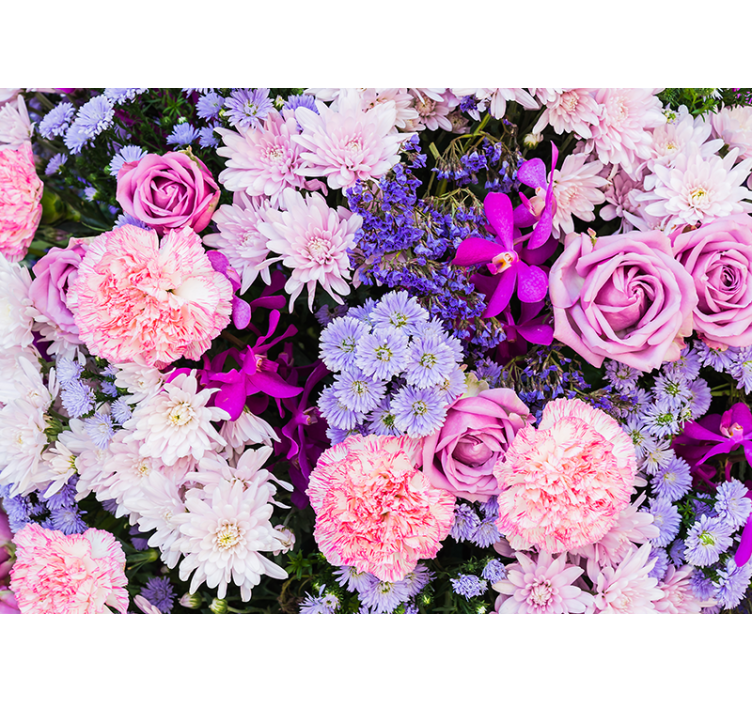 Pink roller blind with colorful flowers design - TenStickers