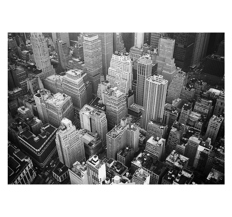 Living room roller blind new york aerial black & white - TenStickers
