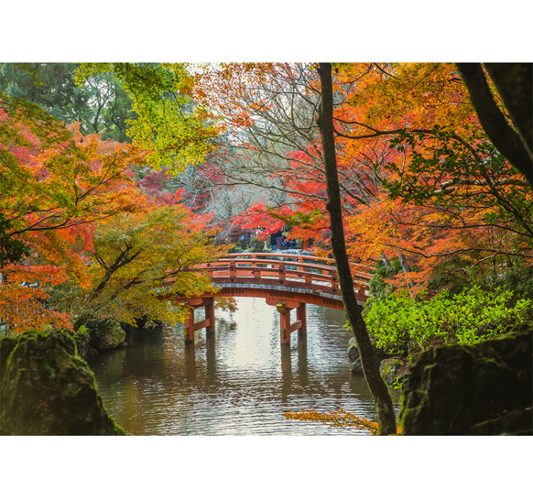 Living room roller blind japanese garden forest - TenStickers