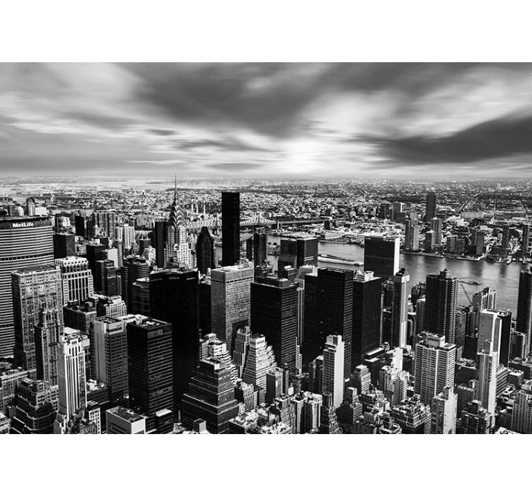 Living room roller blind cityscape view - TenStickers