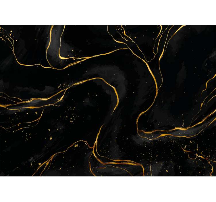 Living room roller blind in black and gold marble - TenStickers