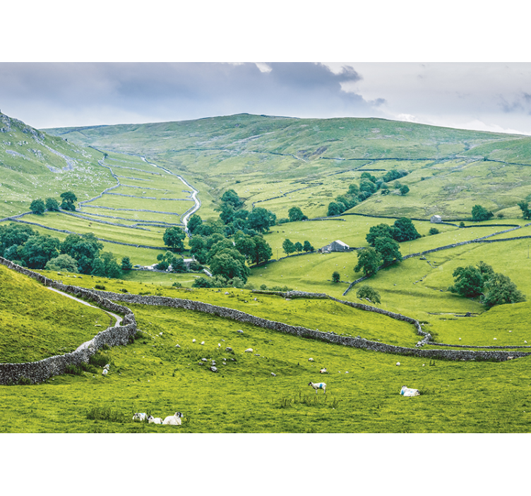 Living room roller blind english countryside style - TenStickers