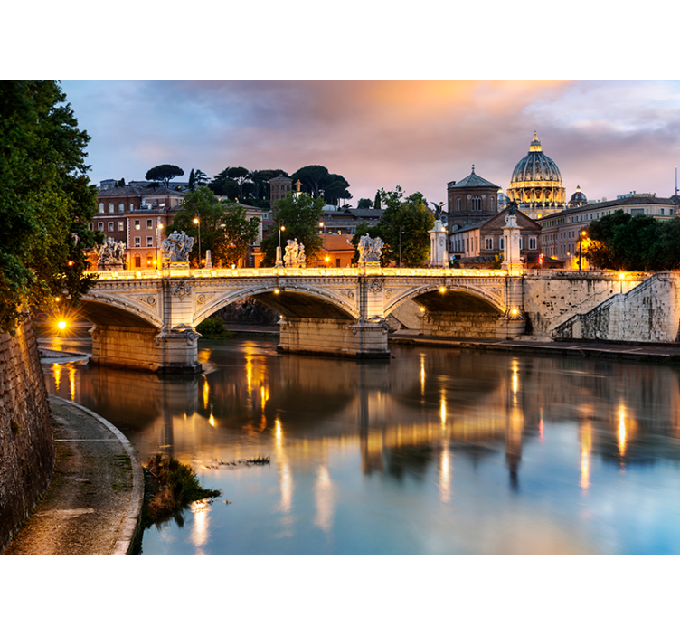 Living room roller blind view of rome from the tiber - TenStickers