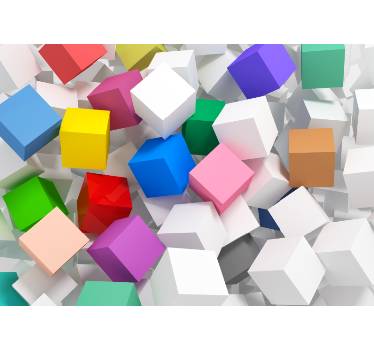 Living room roller blind 3d colorful cube mural - TenStickers