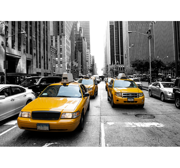 Living room roller blind yellow cab design - TenStickers