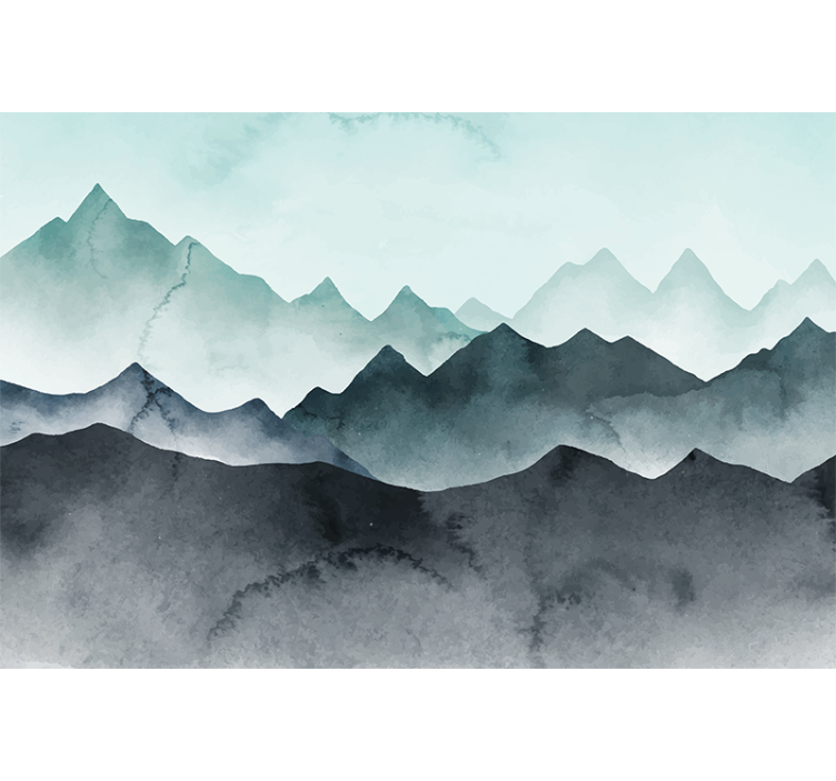 Living room roller blind painted blue mountains - TenStickers