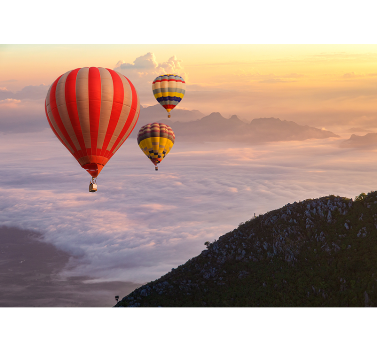 Living room roller blind hot air balloons in the sky - TenStickers