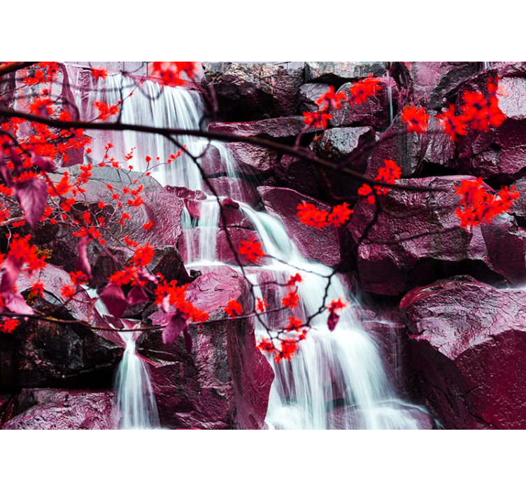 Living room roller blind waterfall spring forest - TenStickers