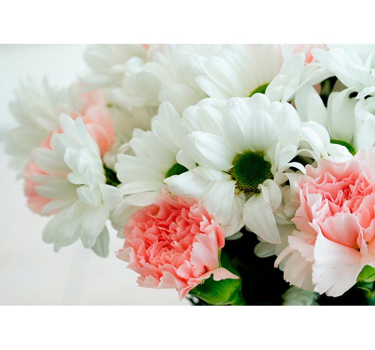 Living room roller blind beautiful white bouquet - TenStickers