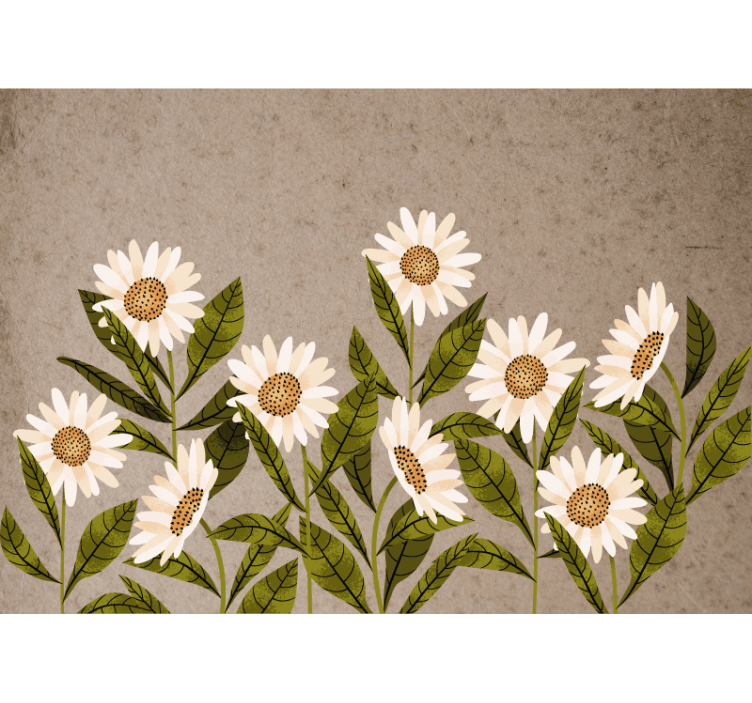 Living room roller blind vintage daisies design - TenStickers
