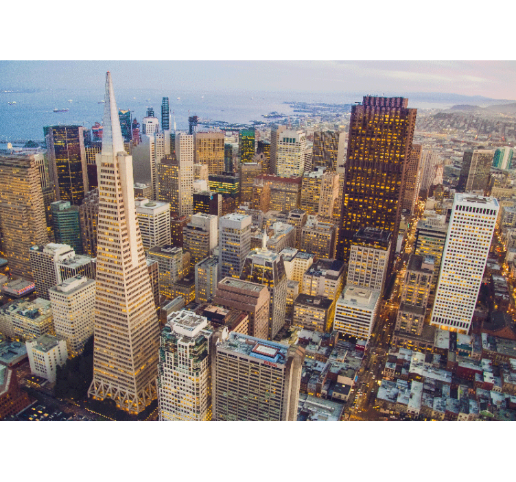 Living room roller blind inspired by san francisco's skyline - TenStickers