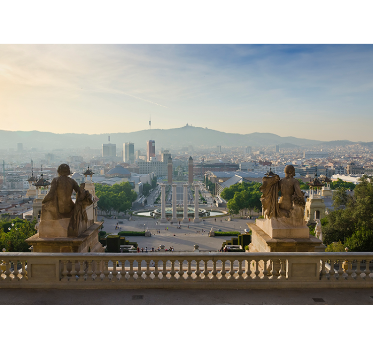Living room roller blind barcelona montjuïc fountain - TenStickers