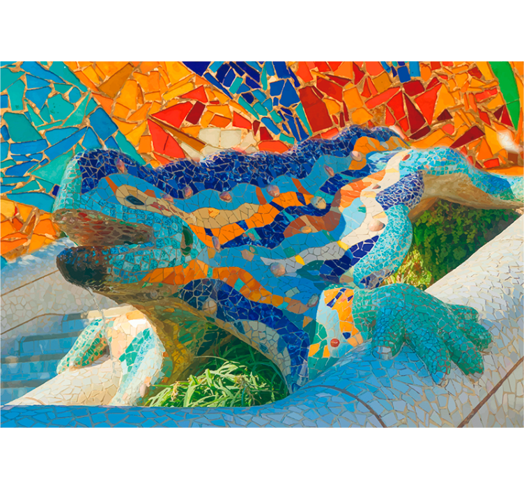 Living room roller blind barcelona park güell mural - TenStickers