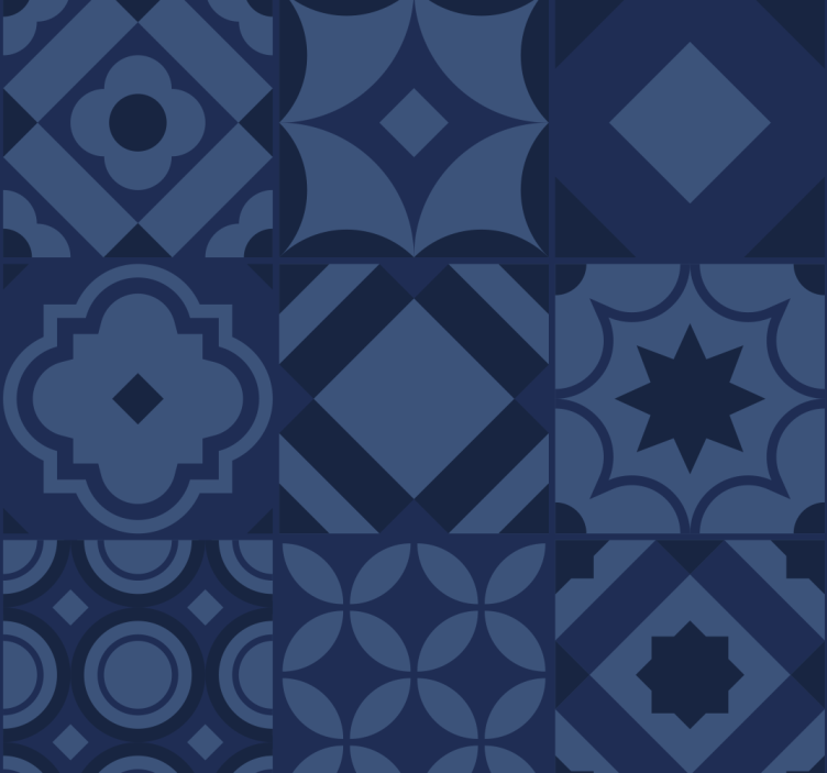 Blue roller blind in navy blue tiles - TenStickers