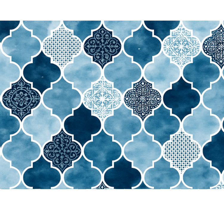 Blue roller blind in blue watercolor moroccan - TenStickers