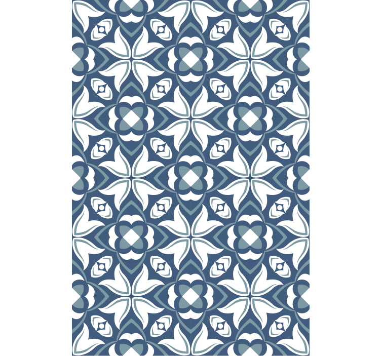 Blue roller blind with elegant botanical designs - TenStickers