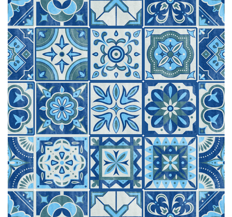 Blue roller blind with talavera blue design - TenStickers