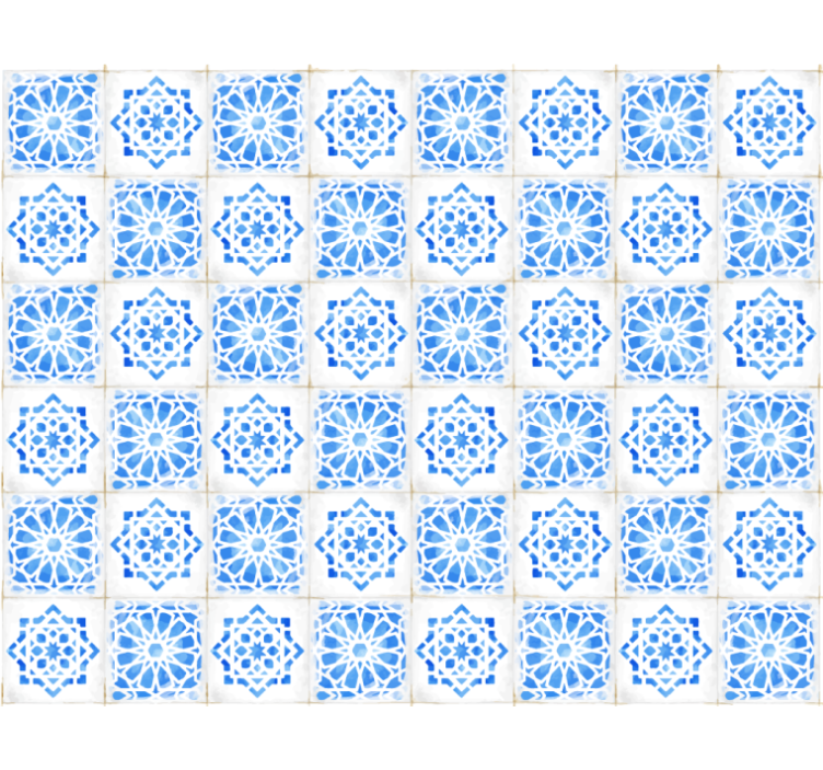 Blue roller blind with detailed blue patterns - TenStickers