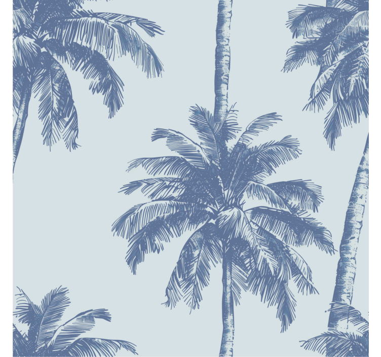 Blue roller blind with palm leaf pattern - TenStickers