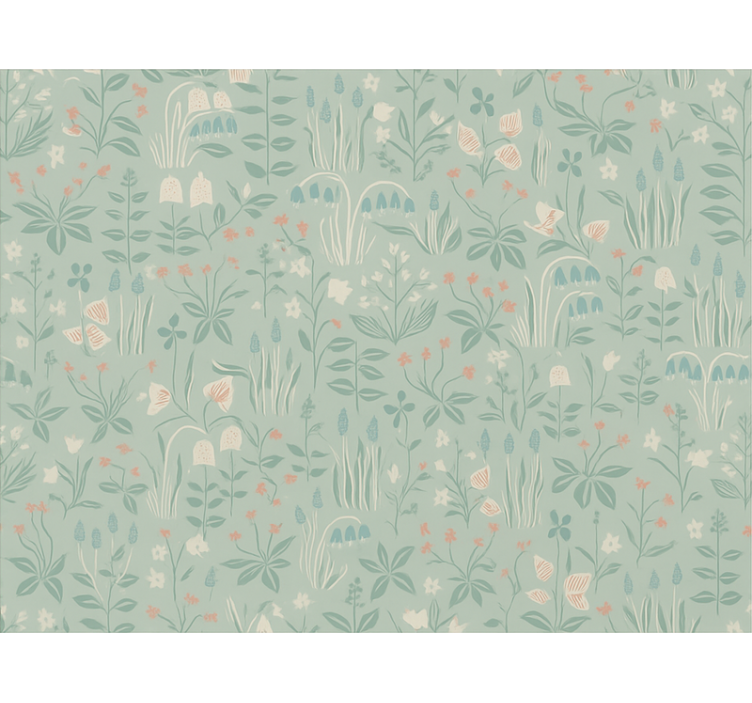 Blue roller blind in scandinavian floral design - TenStickers