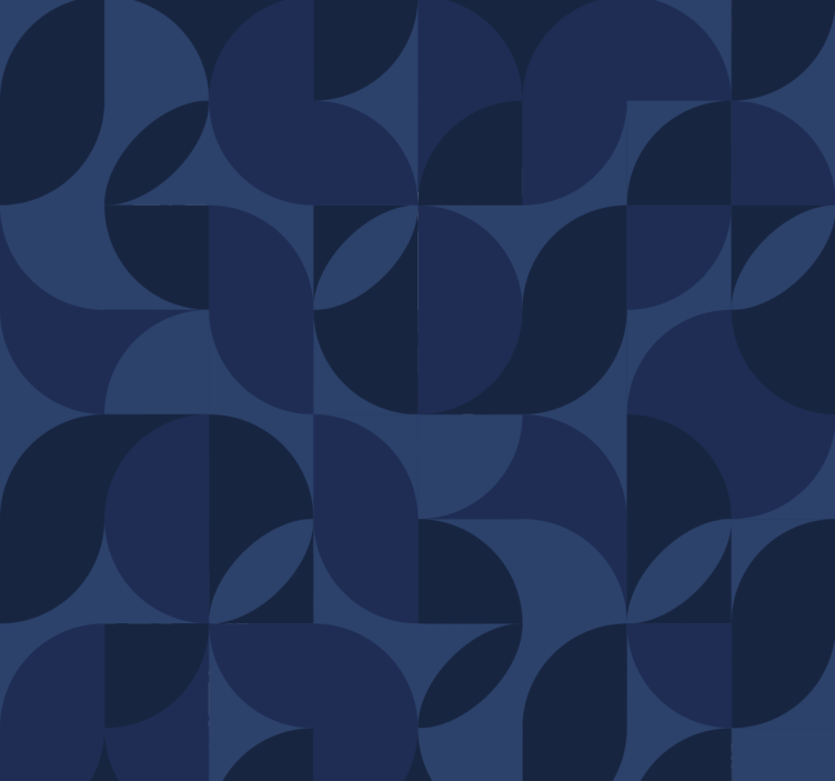 Blue roller blind retro geometric design - TenStickers