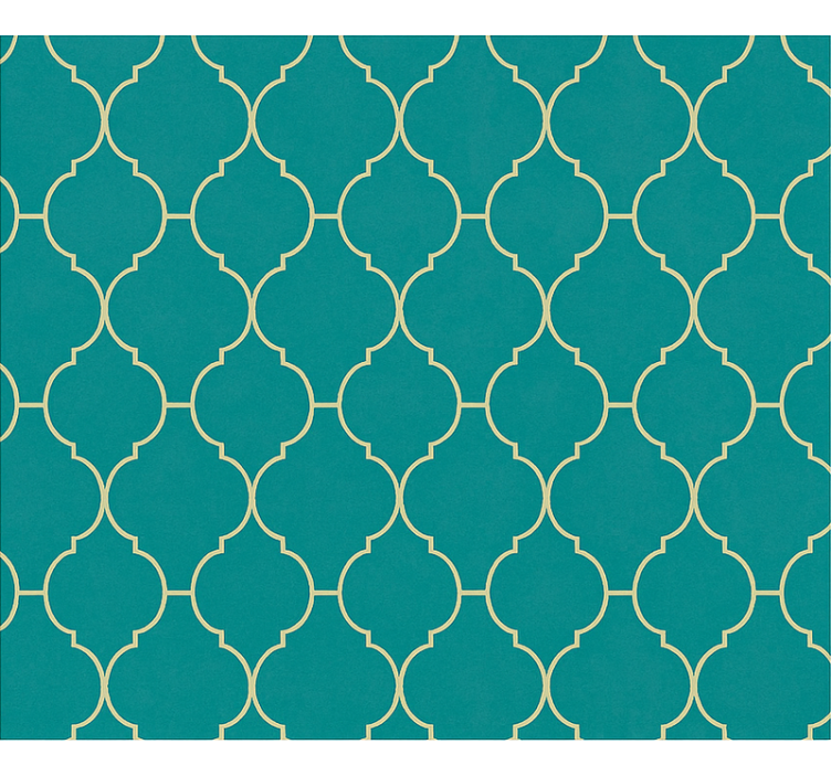 Blue roller blind with gold and turquoise pattern - TenStickers