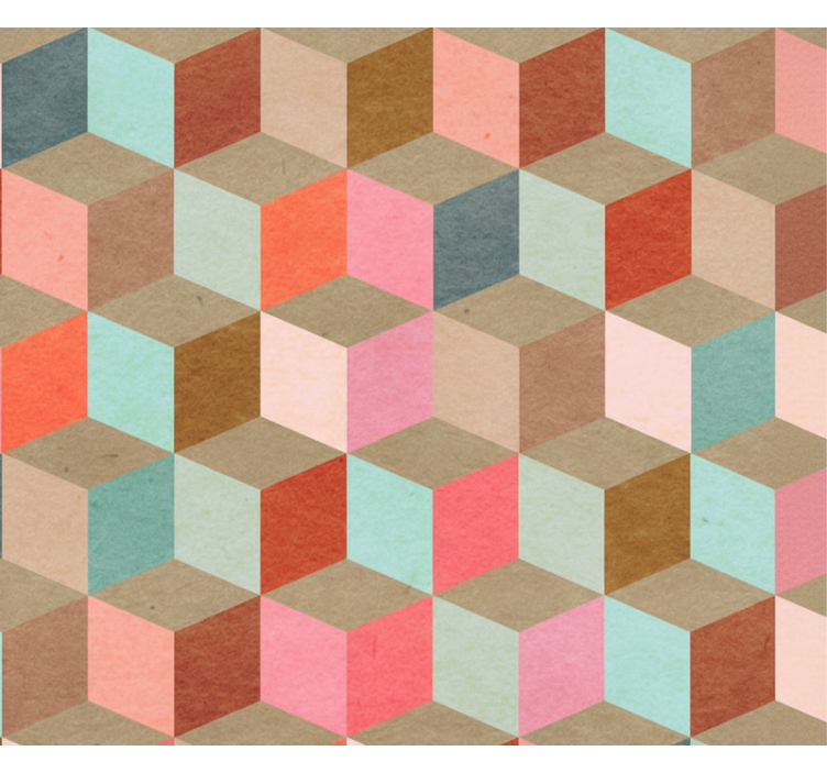 Modern roller blind in pastel geometric kraft - TenStickers