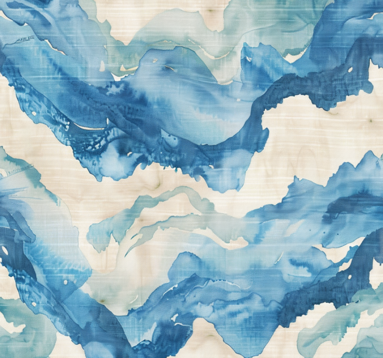 Blue roller blind ocean wave pattern - TenStickers