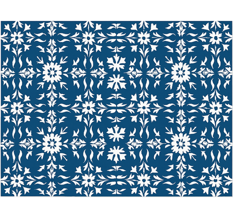 Blue roller blind with white tiled pattern - TenStickers
