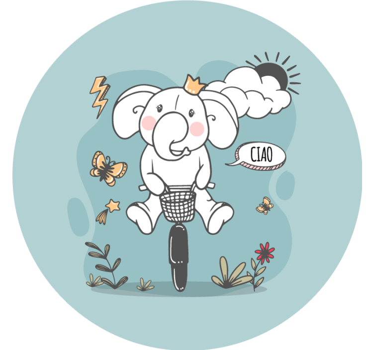 Blue roller blind hello elephant - TenStickers